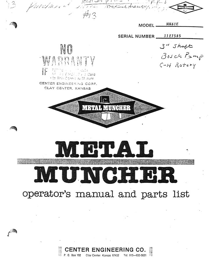 Metal Fabrication Machine Builder Model MM-61E